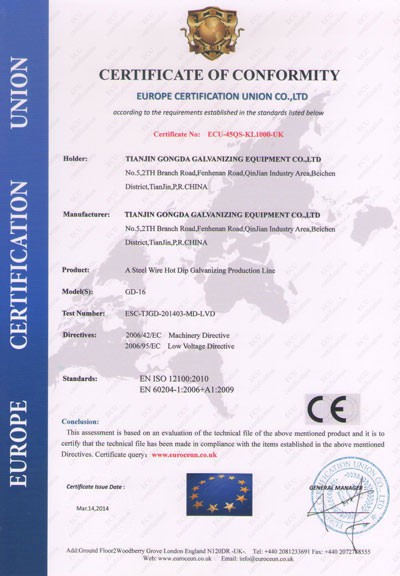 CE Certificate from the European Union